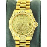 Rolex Presidential Datejust 18K Yellow Gold with Diamond Bezel and Dial 31mm Watch